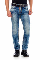 CD434 Heren Slim-Fit Jeans met Knoopzakken in Regular Fit