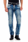 CD434 Heren Slim-Fit Jeans met Knoopzakken in Regular Fit