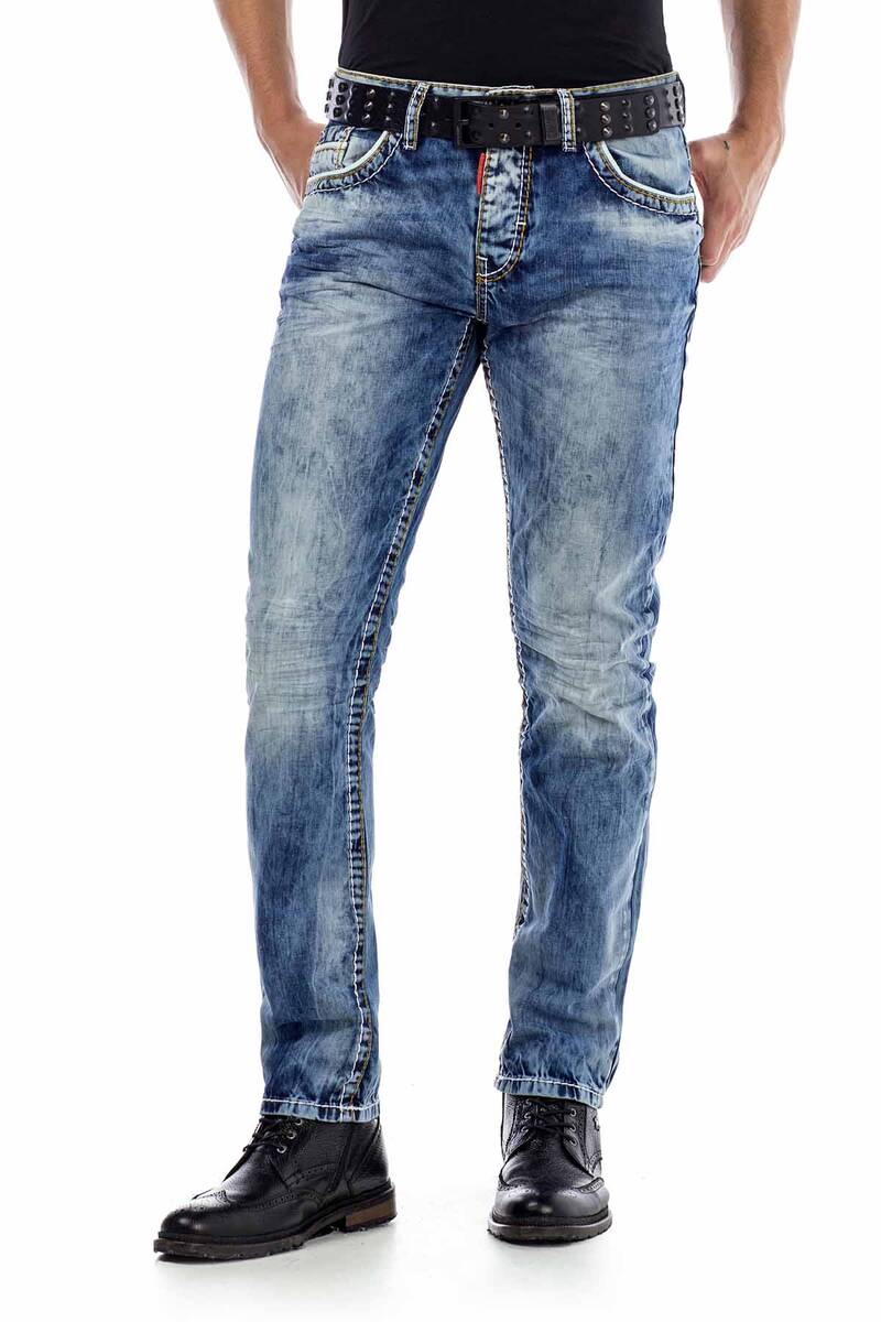 CD434 Heren Slim-Fit Jeans met Knoopzakken in Regular Fit