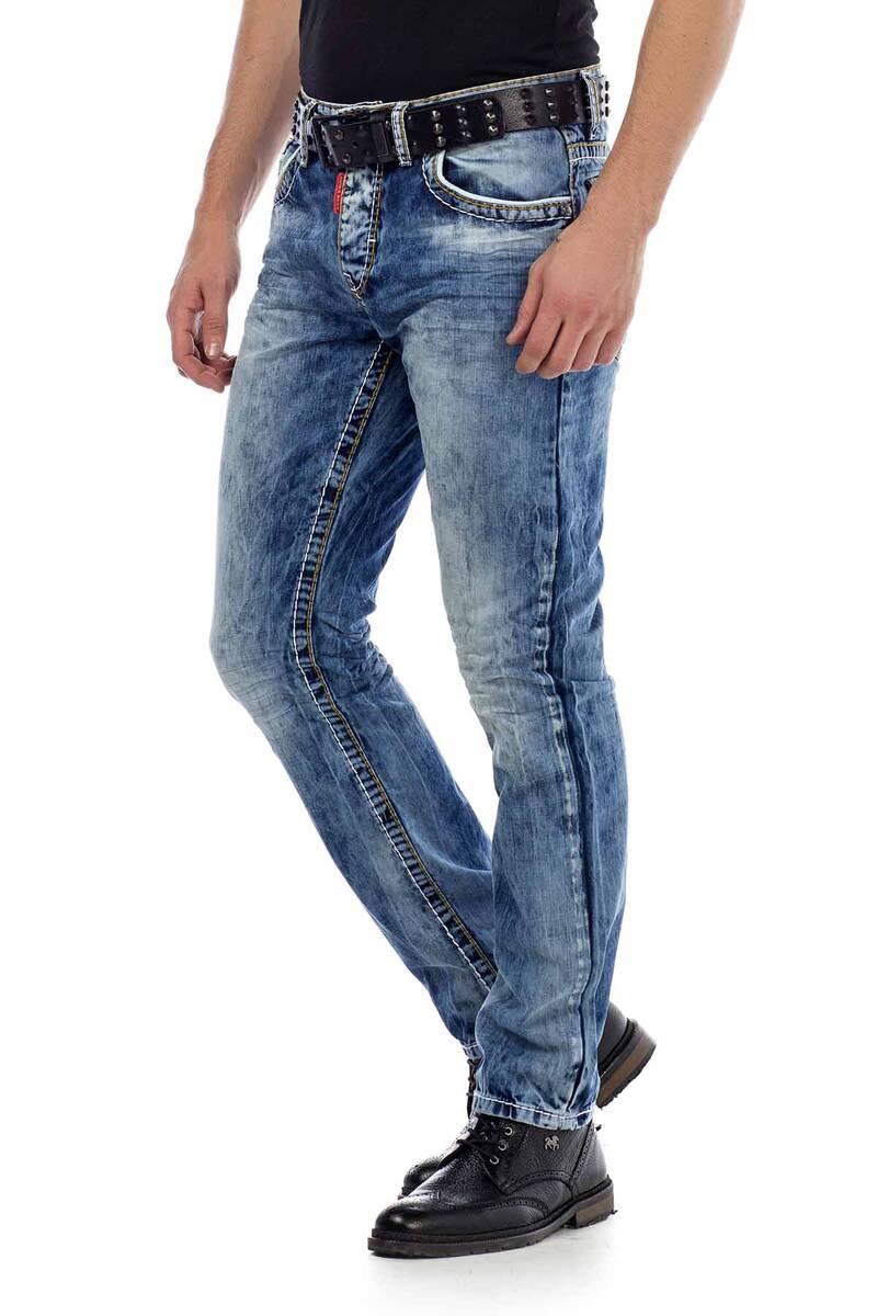 CD434 Heren Slim-Fit Jeans met Knoopzakken in Regular Fit