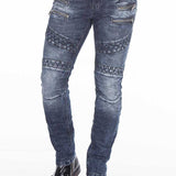 CD382 Jeans slim pour hommes, style biker à la mode