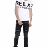 CD380 Jeans homme slim-fit avec empiècement en cuir