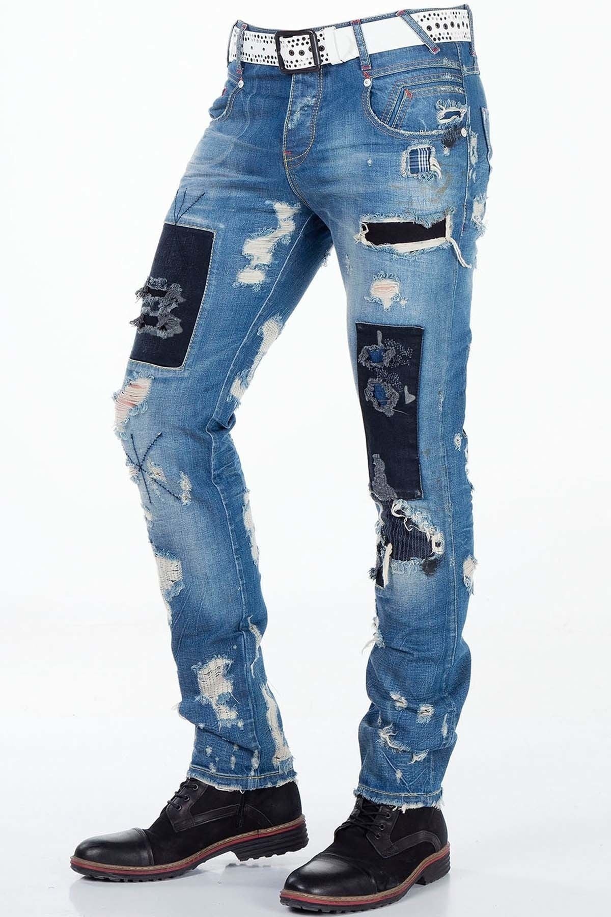 CD347 Jeans cómodos para hombres en un aspecto destruido elegante