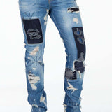 CD347 men's comfortable jeans in stylish destroyed look