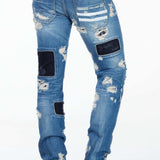 CD347 men's comfortable jeans in stylish destroyed look