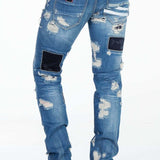 CD347 men's comfortable jeans in stylish destroyed look