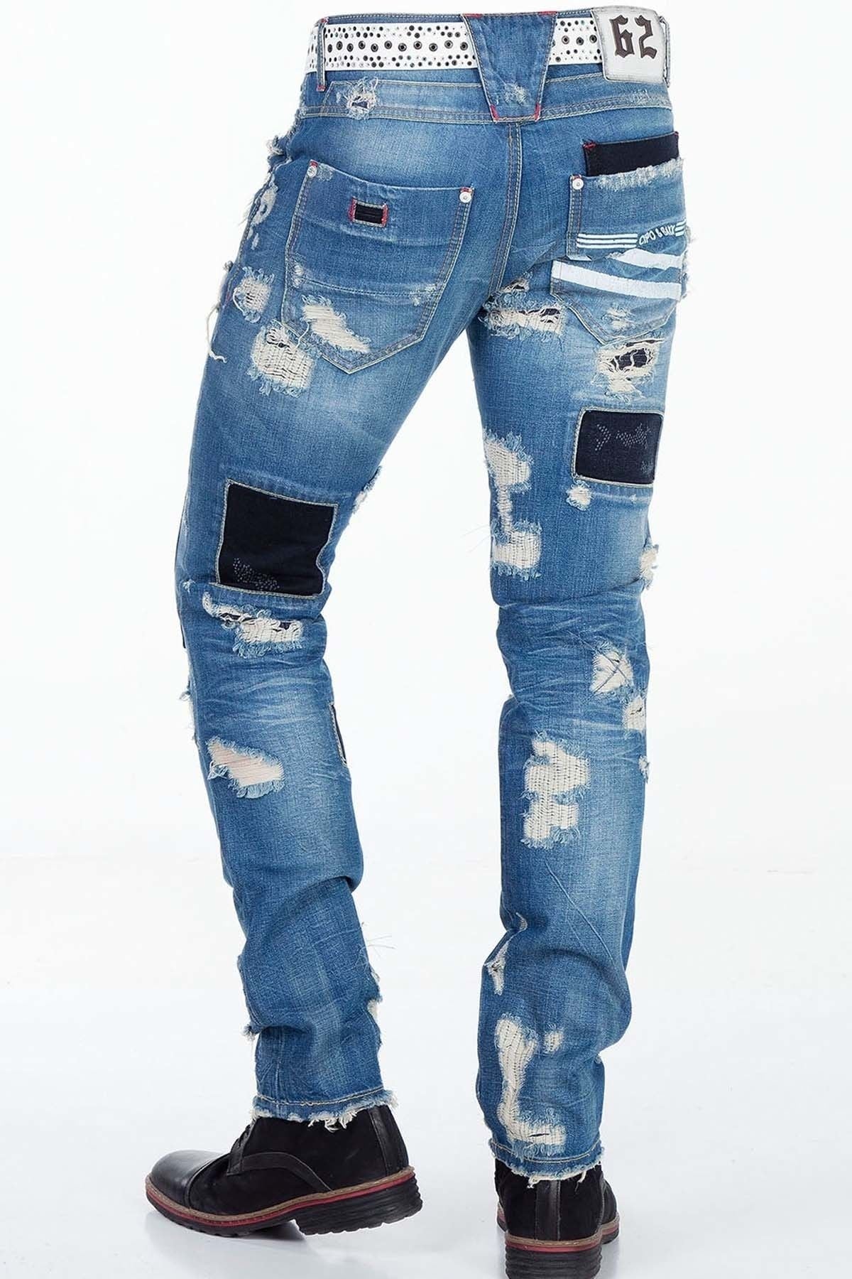CD347 Jeans cómodos para hombres en un aspecto destruido elegante