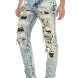 CD337 Jeans confortable pour hommes avec des éléments destroyed