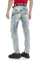 CD337 Jeans cómodos para hombres con elementos destruidos