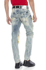 CD337 Jeans cómodos para hombres con elementos destruidos