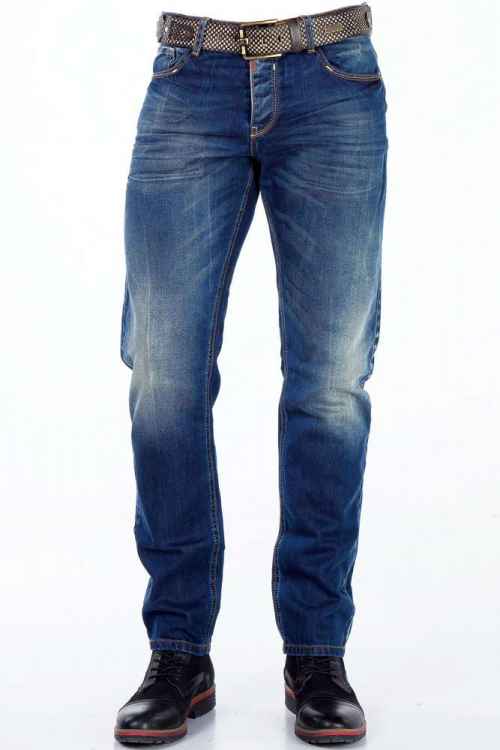Jeans cómodos para hombres CD331 con ajuste recto de lavado sutil