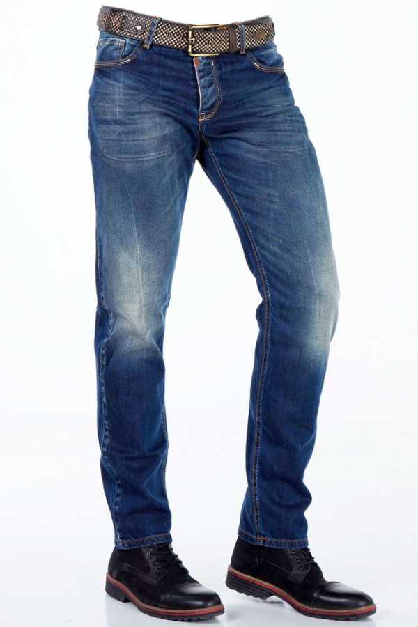Jeans cómodos para hombres CD331 con ajuste recto de lavado sutil
