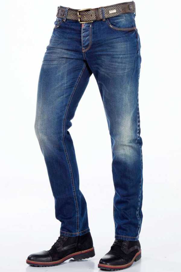 Jeans cómodos para hombres CD331 con ajuste recto de lavado sutil