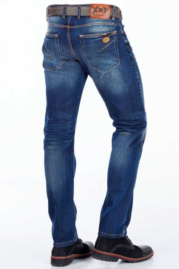 Jeans cómodos para hombres CD331 con ajuste recto de lavado sutil