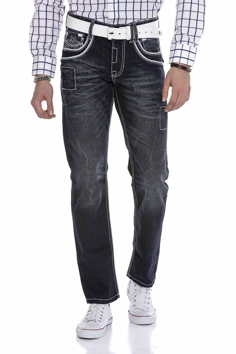 CD324 Herren bequeme Jeans mit besonderen Ziernähten