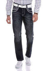 CD324 Herren bequeme Jeans mit besonderen Ziernähten