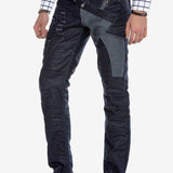 CD301 jeansy z przeszyciami w patchworkowym stylu o prostym kroju