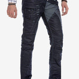 CD301 jeansy z przeszyciami w patchworkowym stylu o prostym kroju