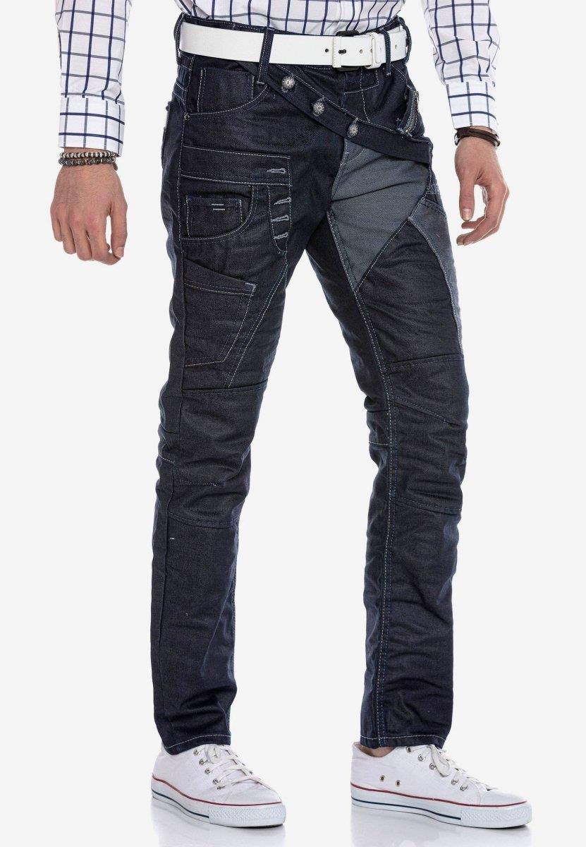 CD301 Herren bequeme Jeans im Patchwork-Look in Straight Fit