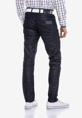CD301 Herren bequeme Jeans im Patchwork-Look in Straight Fit