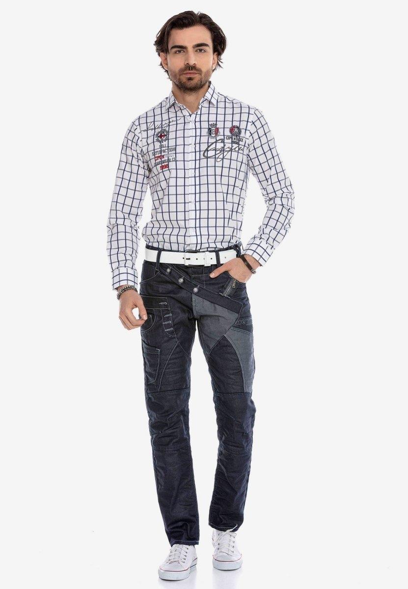 CD301 Herren bequeme Jeans im Patchwork-Look in Straight Fit