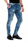 CD436 men's comfortable jeans with cool destroyed elements