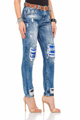 WD305 Jeans skinny pour femmes avec coupe boyfriend