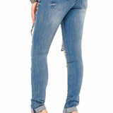 WD338 Donne jeans comodi con elementi distrutti speciali in vestibilità magra