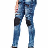 WD346 Damen Röhrenjeans mit angesagten Applikationen
