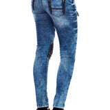 WD346 Damen Röhrenjeans mit angesagten Applikationen