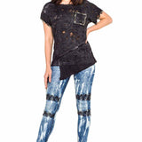 WD368 Jean skinny pour femme avec broderie à la mode