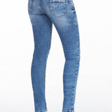 WD309 – Damen Jeans mit Strass-Details und modischer Waschung