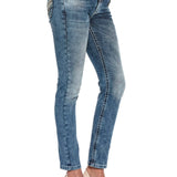 WD401–Damen Jeans mit Strass und Stickerei