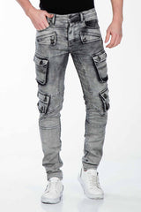 CD429 Jeans slim pour hommes avec poches cargo