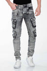 CD429 Jeans slim pour hommes avec poches cargo
