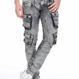 CD429 Jeans slim pour hommes avec poches cargo