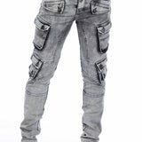 CD429 Jeans slim pour hommes avec poches cargo