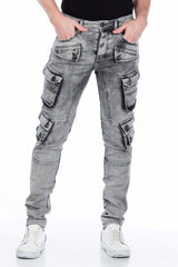 CD429 Jeans slim pour hommes avec poches cargo