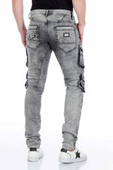 CD429 Jeans slim pour hommes avec poches cargo