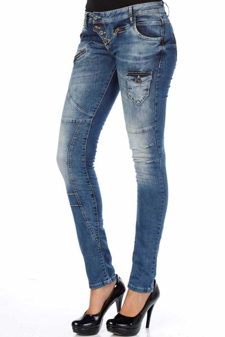 WD168 Damen bequeme Jeans mit tollen Abnähern