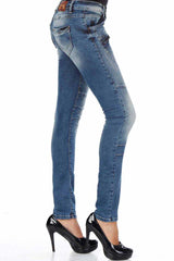 WD168 Comfortabele Dames Jeans met leuke Figuurnaden