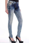 WD206 Damen Slim-Fit-Jeans mit stylischen, zerrissenen Details