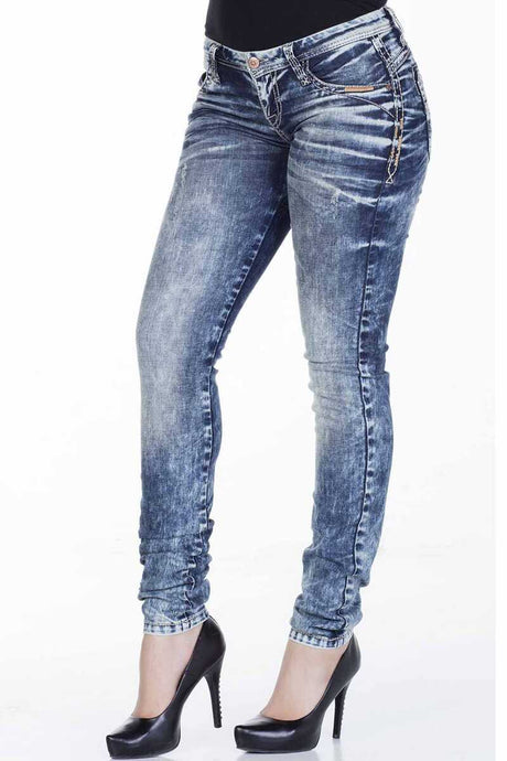 WD222 Damen Regular-Fit-Jeans Low Waist mit cooler Waschung