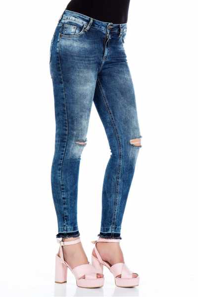 WD276 Damen Slim-Fit-Jeans in angesagtem Design in Skinny Fit
