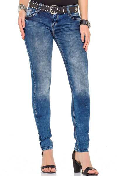 WD286 Jeans de ajuste delgado de mujeres con un lavado fresco en forma recta