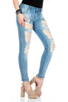 WD326 Women jeans slim-fit con una struttura a fessura fresca