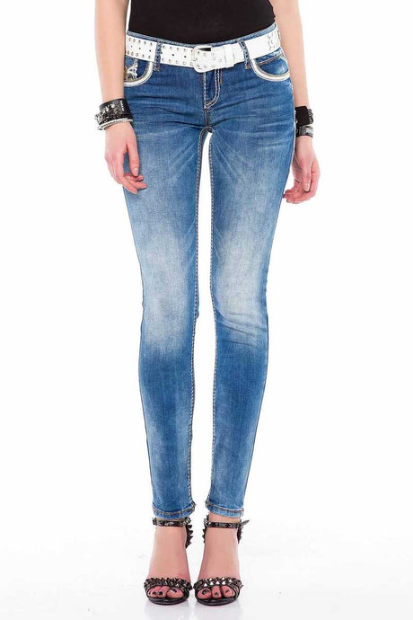 WD343 Skinny Jeans para Mujer con Bordados