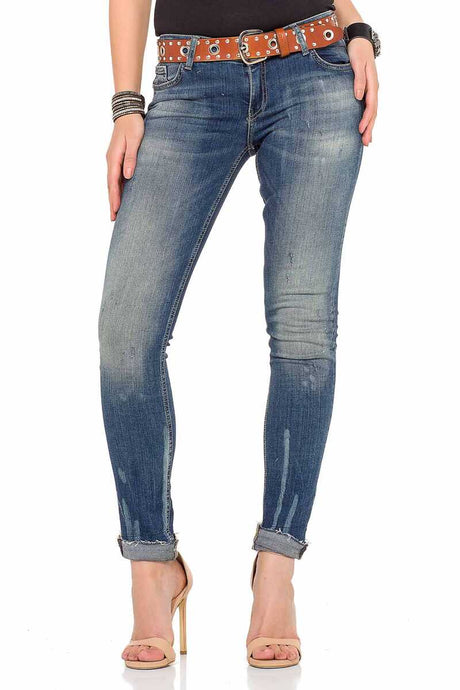 WD349 Jeans confortables femmes avec des éléments d'occasion à la mode