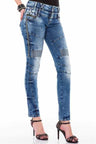 WD371 Jeans Slim-Fit Women avec une double ceinture en ajustement maigre