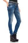 WD379 Jeans slim pour femmes avec double ceinture cool en coupe skinny